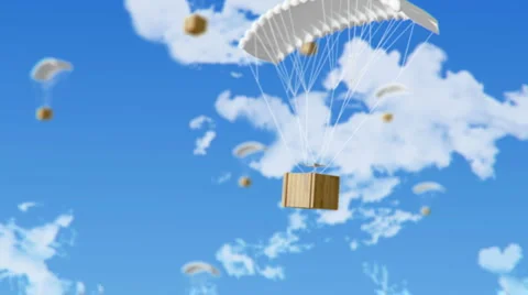Parachute with box Stock Footage 3375873