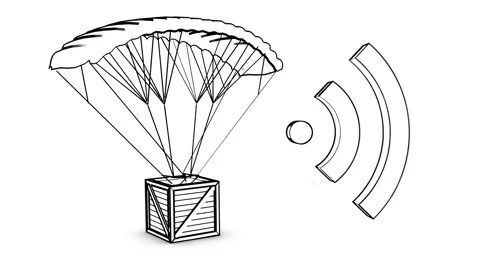 Parachute box with wireless sign Stock Footage 2782252