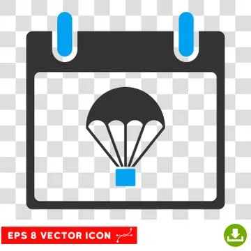 Parachute Calendar Day Eps Vector Icon 스톡 일러스트