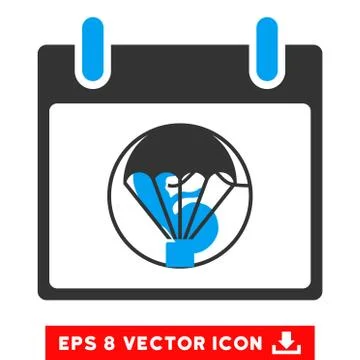 Parachute Calendar Day Vector Eps Icon 스톡 일러스트