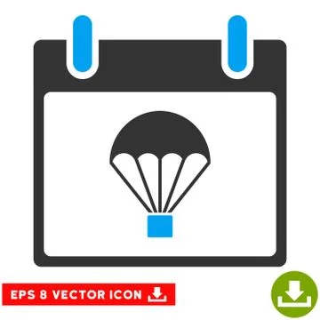 Parachute Calendar Day Vector Eps Icon Stock Illustration