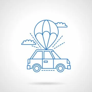 Parachute with car flat line vector icon Stock Illustration