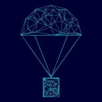 Parachute with cargo low poly triangulation triangulated polygonal electric c イラスト素材