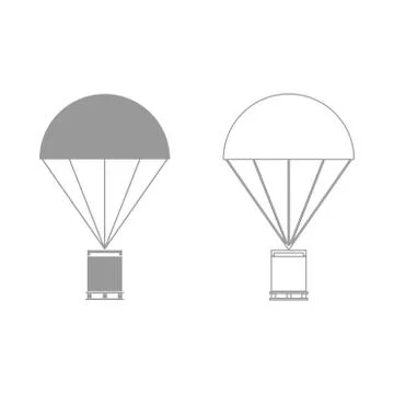 Parachute with cargo  set  icon . 스톡 일러스트