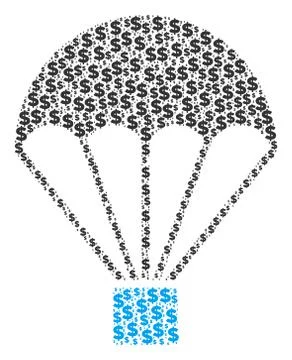 Parachute Collage of Dollar and Dots 스톡 일러스트