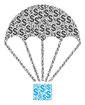 Parachute Collage of Dollar イラスト素材