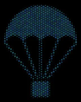 Parachute Composition Icon of Halftone Bubbles Ilustración de archivo