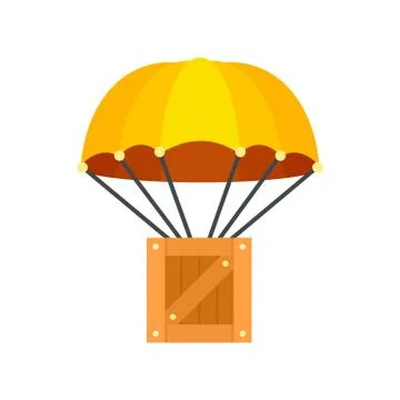 Parachute delivery box icon, flat style 스톡 일러스트