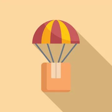 Parachute delivery parcel icon flat vector. Express service 库存插图