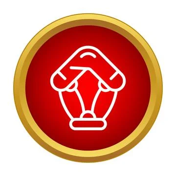 Parachute deploying icon on a red button 库存插图