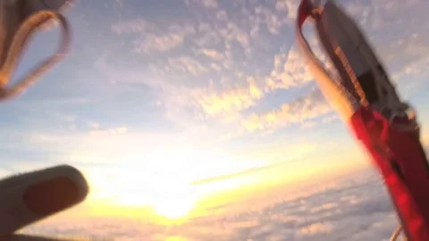 Parachute deployment malfunction at sunsest Stock Footage 82297025