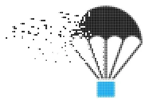 Parachute Destructed Pixel Icon Stock Illustration