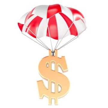 Parachute with dollar symbol. 3D rendering イラスト素材