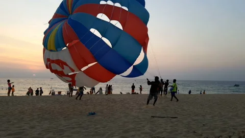 Parachute in the evening Stock Footage 86041128