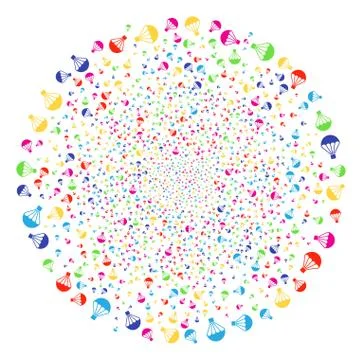 Parachute Exploding Spheric Cluster Illustrazione stock