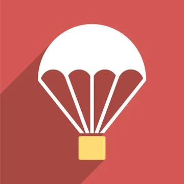 Parachute Flat Long Shadow Square Icon イラスト素材