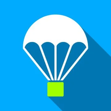 Parachute Flat Long Shadow Square Icon イラスト素材