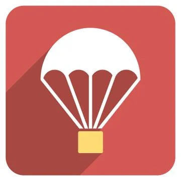 Parachute Flat Rounded Square Icon with Long Shadow 스톡 일러스트