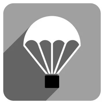 Parachute Flat Square Icon with Long Shadow Stock Illustration