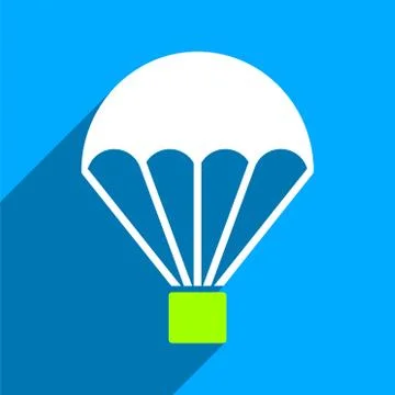 Parachute Flat Square Icon with Long Shadow Ilustración de archivo