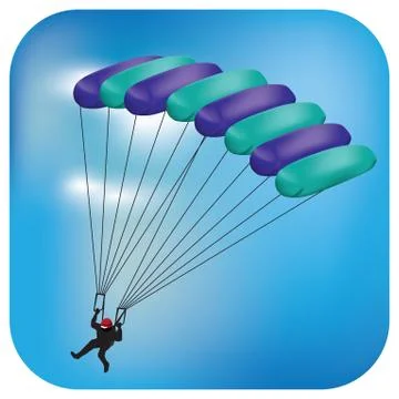Parachute flying over the sky Illustrazione stock