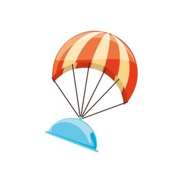 Parachute flying with tray server delivery service Illustrazione stock