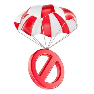 Parachute with forbidden sign, 3D rendering Stock Illustration