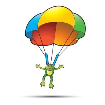 Parachute frog landing Stock Illustration