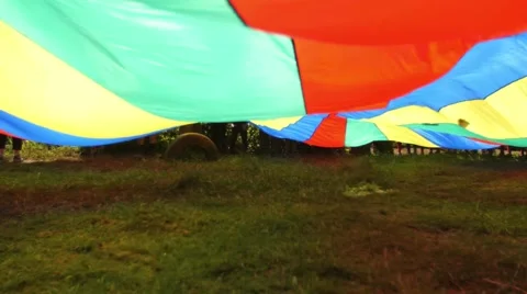 Parachute game from below Stock Footage 55090447