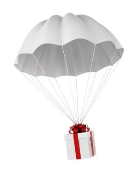 Parachute with a gift box Stock Illustration