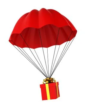 Parachute with a gift box Stock Illustration