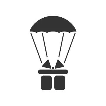 Parachute gift box package icon flat Stock Illustration