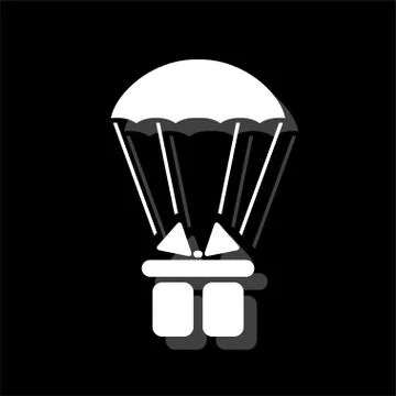 Parachute gift box package icon flat Stock Illustration