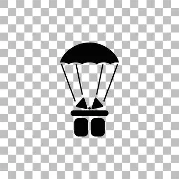 Parachute gift box package icon flat Stock Illustration