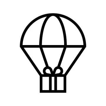 Parachute Gift box vector illustration, line style icon 스톡 일러스트