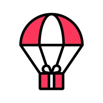 Parachute Gift box vector illustration, filled style icon Stock Illustration