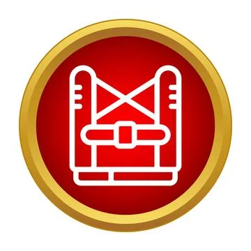Parachute harness icon in a red circle with a gold border Stock Illustration