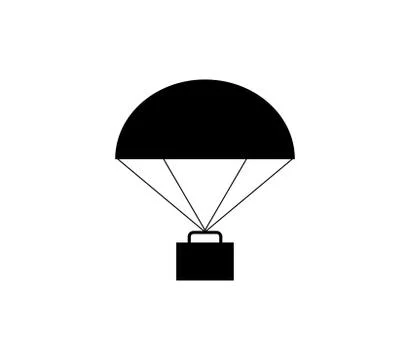 Parachute icon with cargo on white background イラスト素材