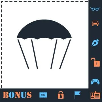 Parachute icon flat Иллюстрация