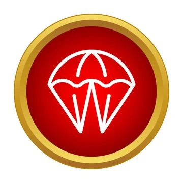 Parachute icon on red button with gold border Stockillustratie