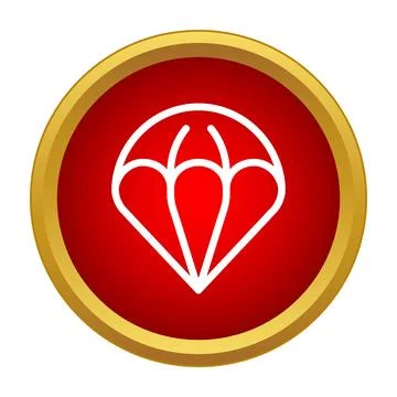 Parachute icon on a red circular background Stock Illustration
