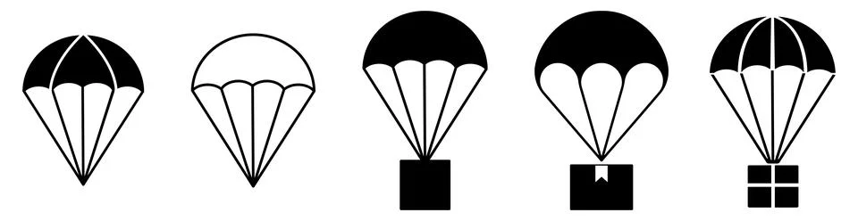 Parachute icon set Stock Illustration