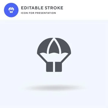 Parachute icon vector, filled flat sign, solid pictogram isolated on white, l Stock Illustration