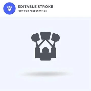 Parachute icon vector, filled flat sign, solid pictogram isolated on white, l Stock Illustration