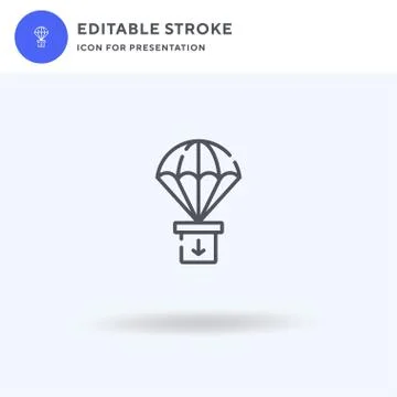 Parachute icon vector, filled flat sign, solid pictogram isolated on white, logo Illustrazione stock