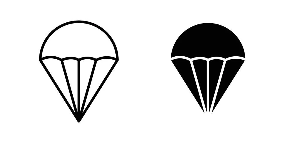 Parachute icon vector template set in black Stock Illustration
