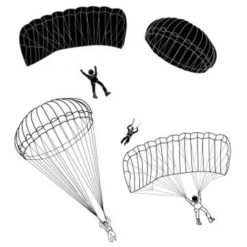 Parachute illustration collection set on white Stock Illustration