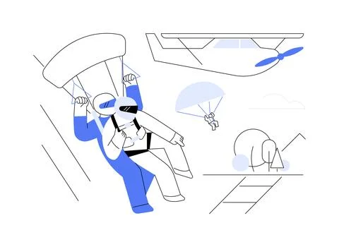 Parachute jumping abstract concept vector illustration. Stock Illustration