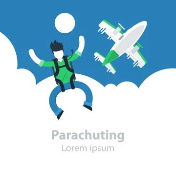 Parachute jumping, man in sky Illustrazione stock