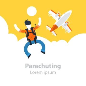Parachute jumping, man in sky Illustration
